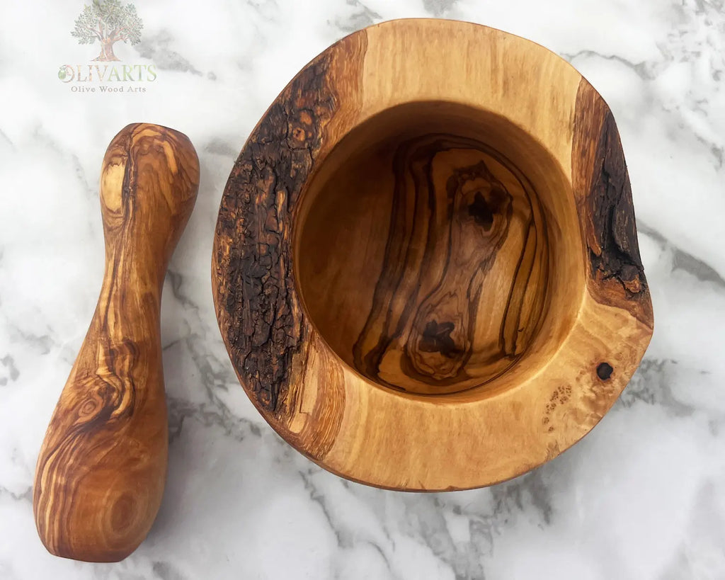 Rustic Olive Wood Mortar and Pestle for Spices | Olivarts