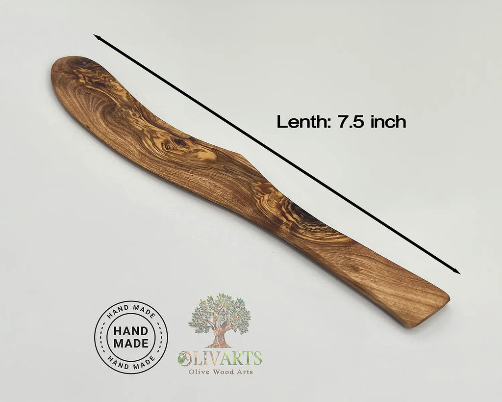 Olive Wood Butter Spreader – 7.5 Inches – Engraved Option Available